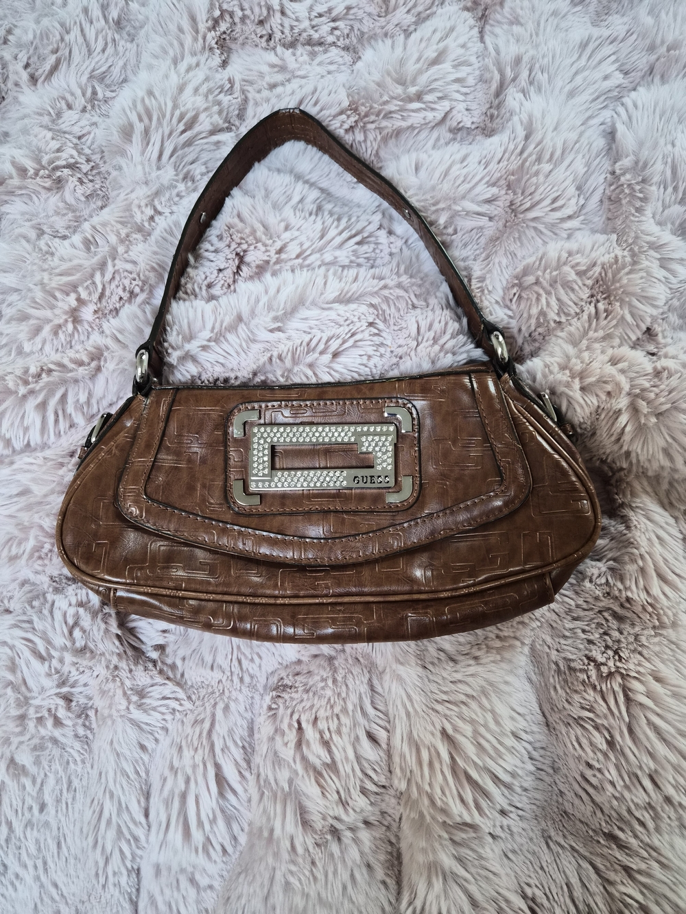 GUESS Brown Leather Shoulder Bag